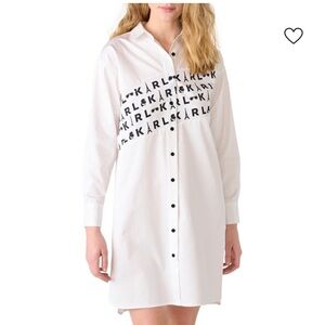 Karl Lagerfeld White Long Sleeve Logo Dress